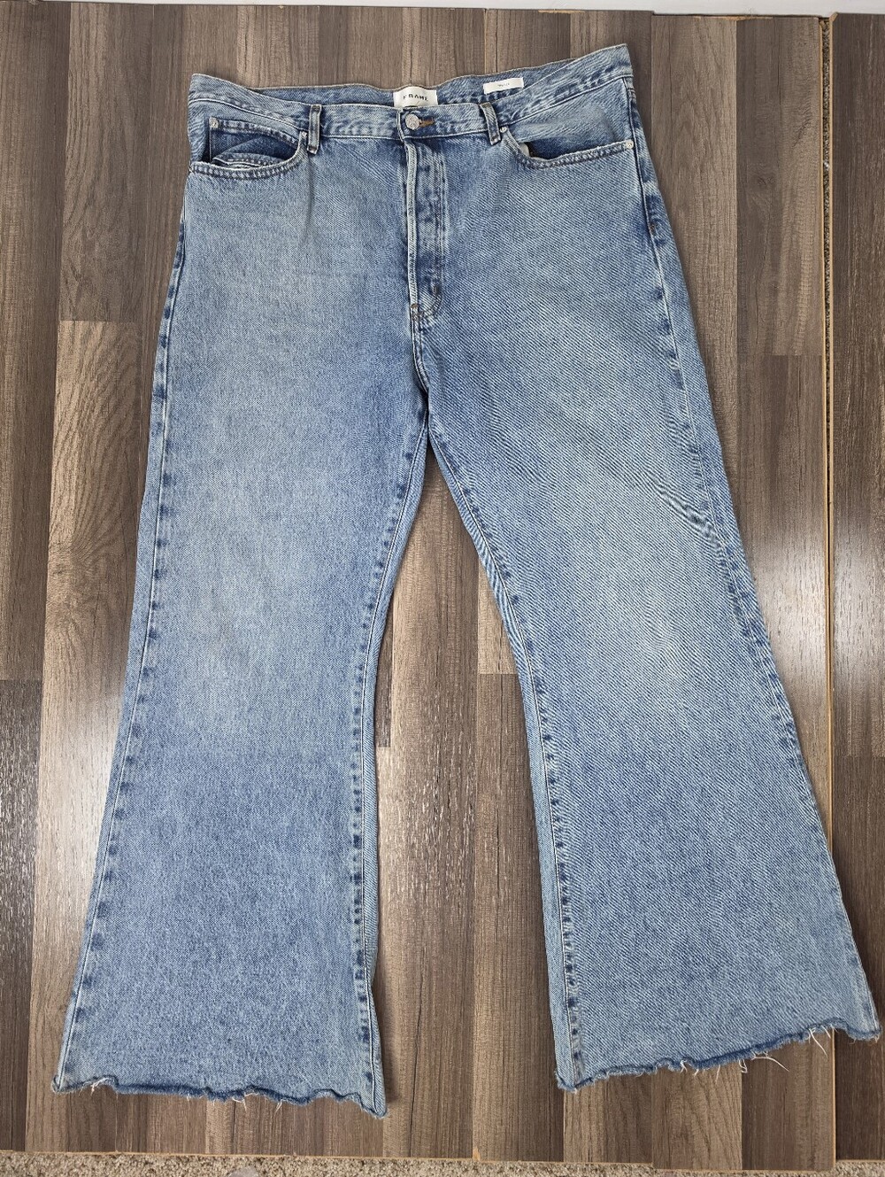 FRAME The Lax Jeans Alderton Raw Fray Flare 100% Regenerative Cotton Boho. 34